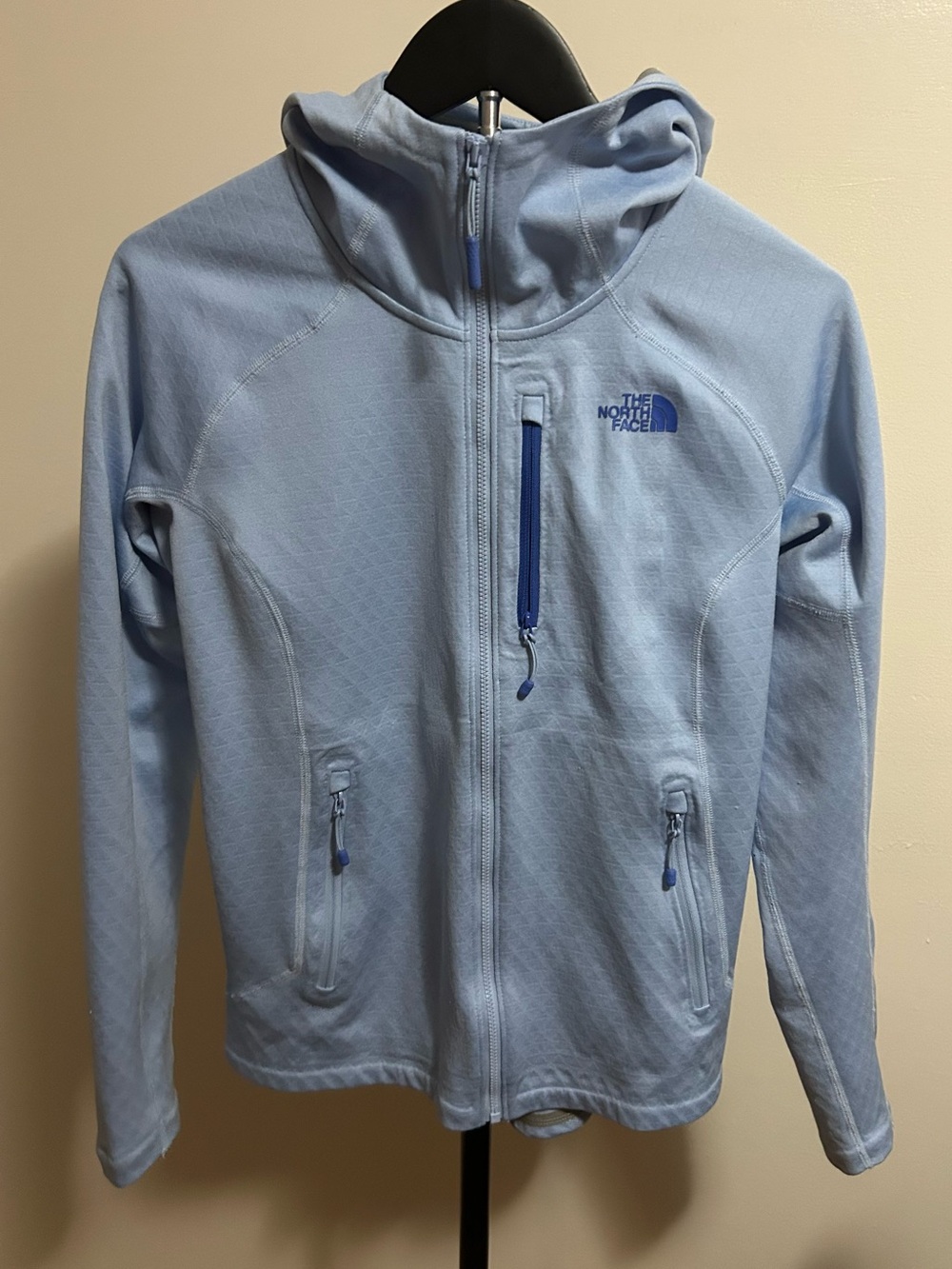 The North Face Pale Blue Hooded Zip Front Jacket
